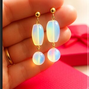 18K Vermeil Opalite Earrings 925 Sterling Silver